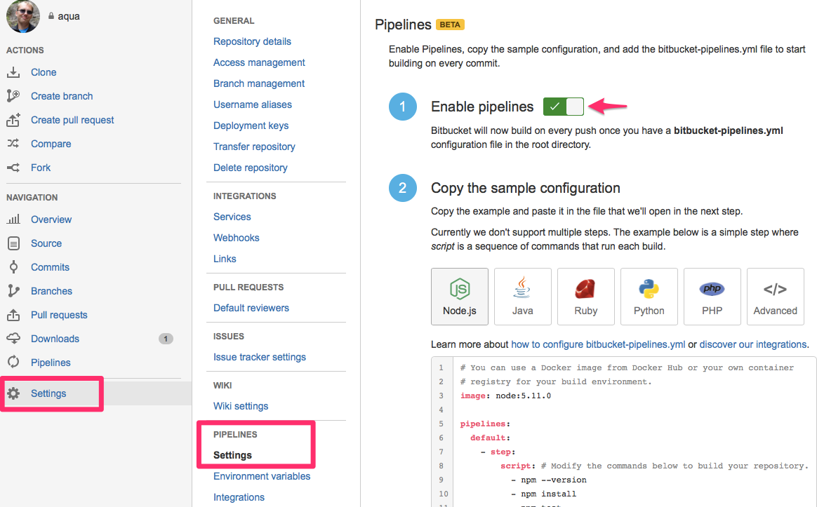 Enable Pipelines