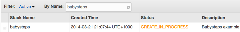 &ldquo;The Console shows the stack being deployed&rdquo;